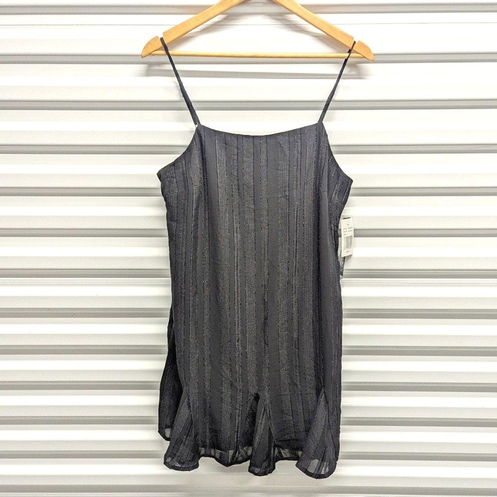 Y2K Festival Indie Sleaze Black Sheer Textured Mini Dress Layered Trixxi L NWT